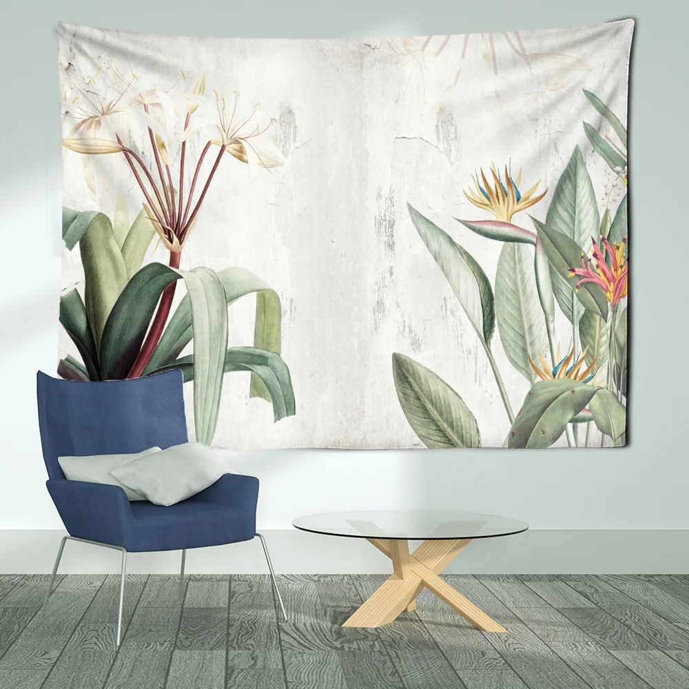 Palm Tree Tapestry Wall Hanging Tropical Leaves Flowers Pattern Beach Wall Tapestry Animal Backdrop Home Decor