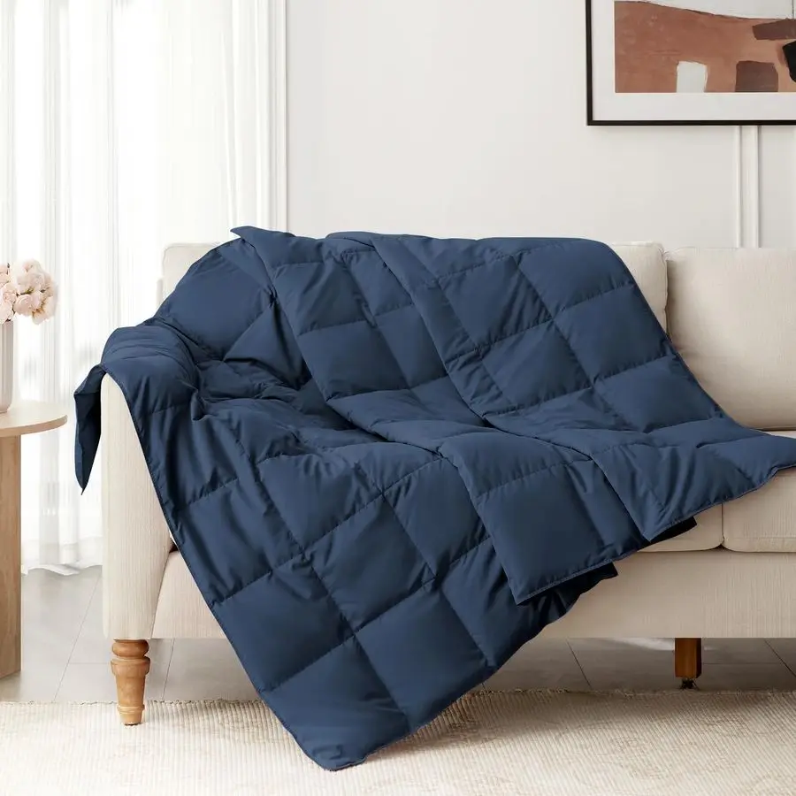 

Пуховые пледы для дивана 50x70, пуховое одеяло для использования в помещении и на улице, мягкое, легкое, темно-синее.