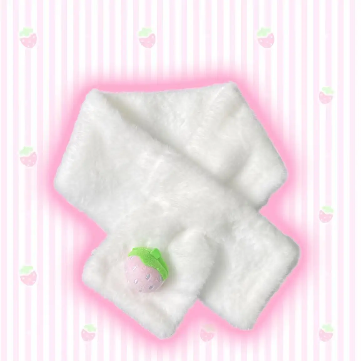 اليابانية الكرتون Mp الفراولة المرقعة رقيق وشاح شتاء دافئ سميكة لطيف متقاطع الخمار الحلو Y2k اكسسوارات #2