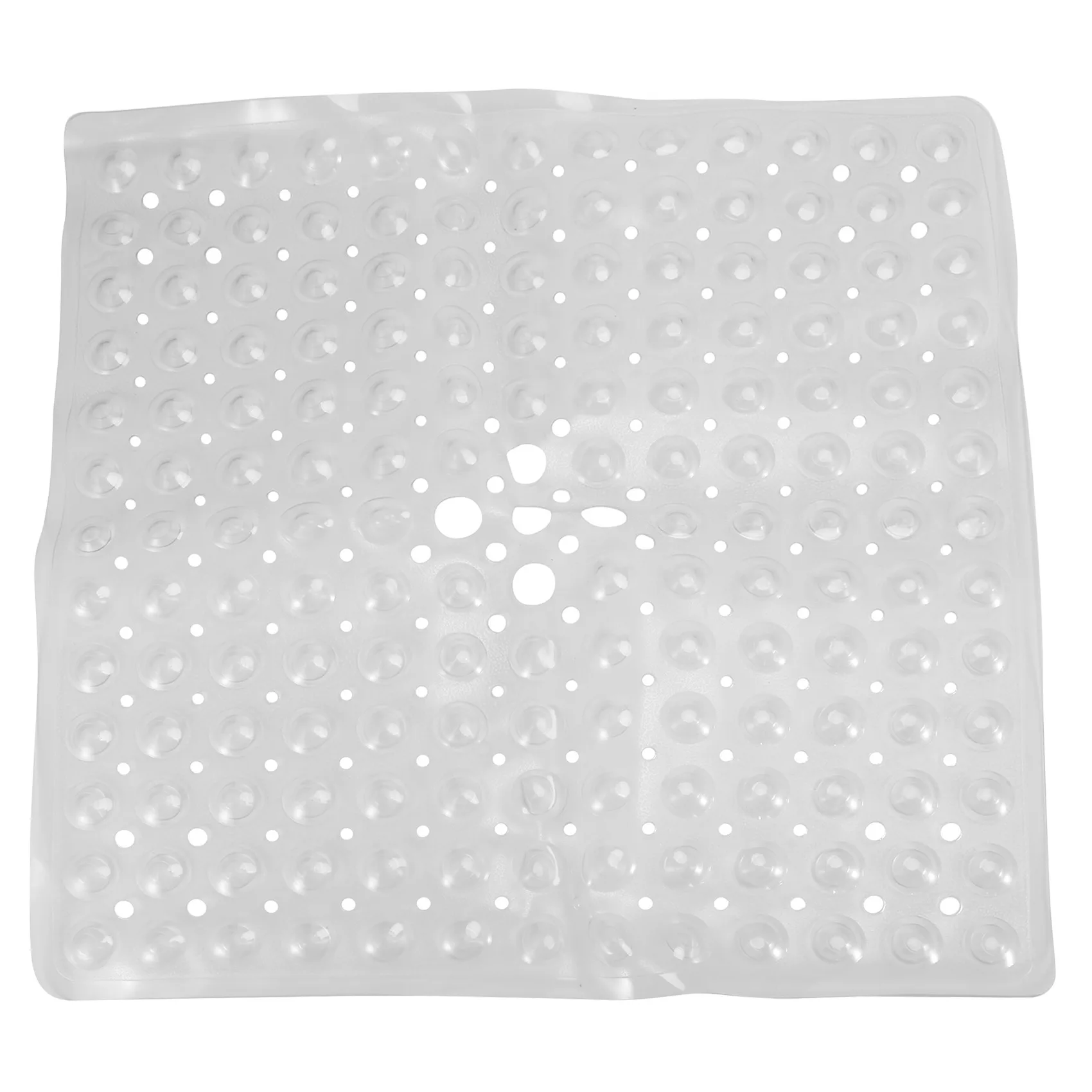 Square Shower Mats, 53 x 53 cm, Non-Slip Bath Mats, Anti-Mould Bath Mats with Suction Cup, Safety Bathroom (Transparent)