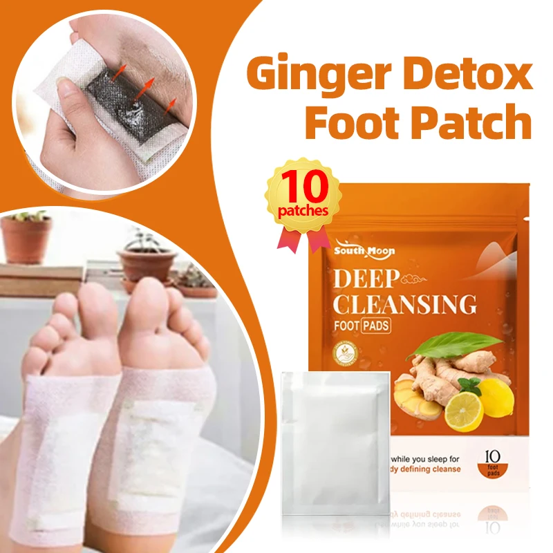 

Detox Foot Patches Natural Ginger Bamboo Body Detoxification Deep Cleansing Slimming Toxin Removal Stress Relief Feet Pads 10pcs