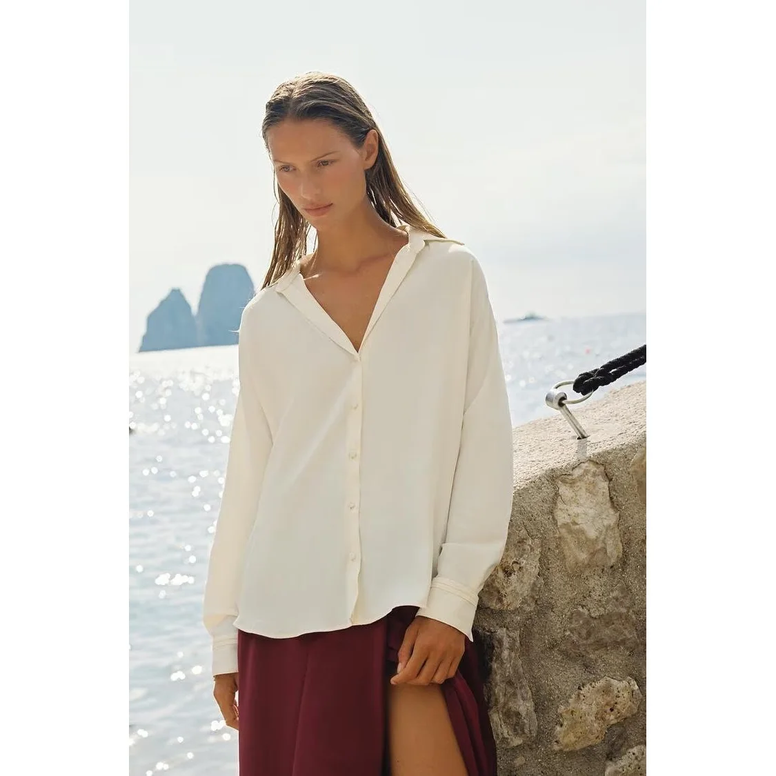 Fashionable Silk Satin Double-Breasted Midi Skirt Women's Standard Fit A-Line Skirt Polyester Fiber Iron-Free Processing