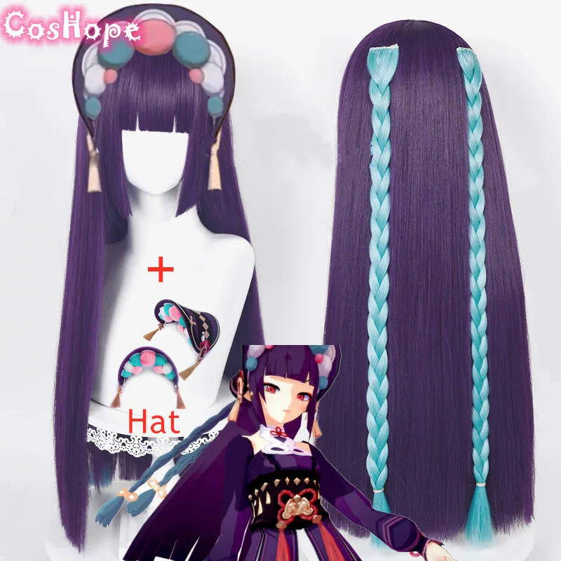 Yunjin Cosplay Wig 75cm Long Straight Dark Purple Wig Cosplay Anime Cosplay Wig Heat Resistant Synthetic Wigs