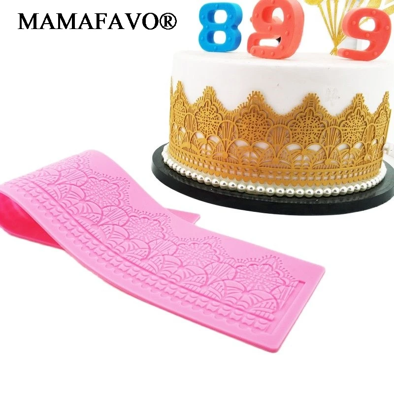 Crown Cake Lace Mat Silicone Mold Fondant Sugar Lace Mat Moulds Fondant Cake Decorating Tools Bakery Stencil K815