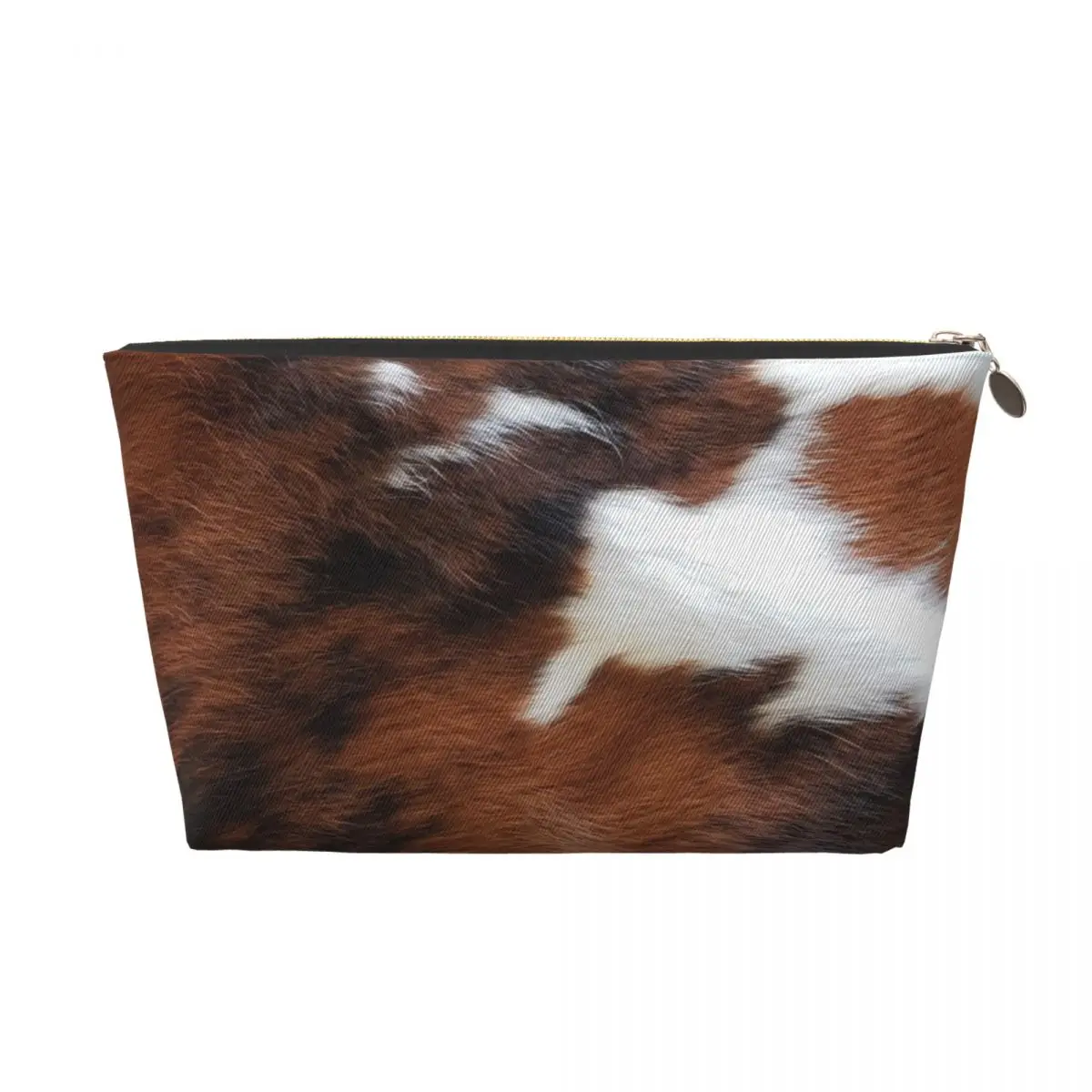 Custom Cowhide Leather Toiletry Bag for Women Animal Fur Texture Cosmetic Makeup Organizer Ladies Beauty Storage Dopp Kit Case