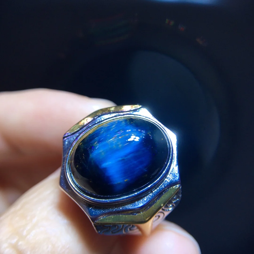 

Natural Blue Pietersite Adjustable Ring Namibia Jewelry 925 Silver 15.7/11.5mm Pietersite Chatoyant Gemstone Ring AAAAAA