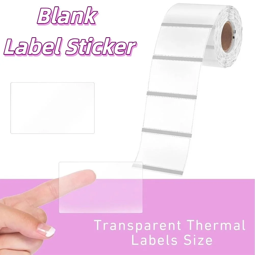 230Pcs Transparent Blank Label Sticker DIY Square/Round Thermal Printing Paper Tear Resistant Anti-Scratch Name Tag Sticker