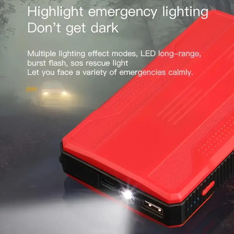 Portable Emergency Car Starter: Car Emergency Start Power Air Pump Portable Battery Ignition Starter Lighting Car Air Pump Tire