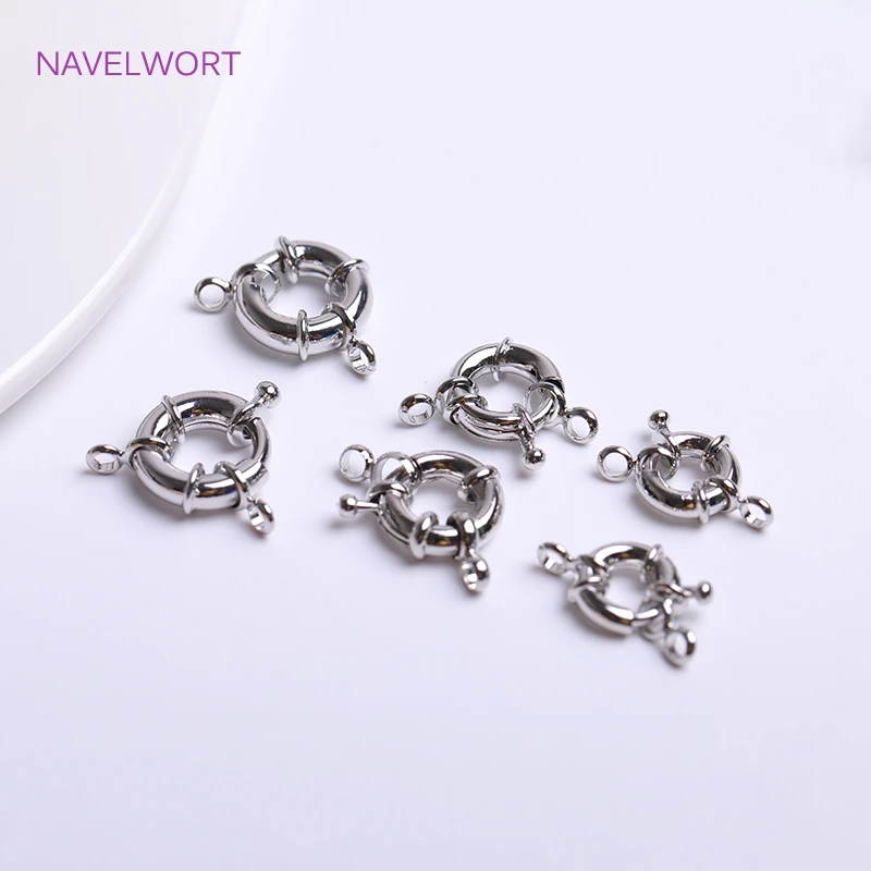 Multi Sizes 18K Gold Plating Sailor Clasps Connector Brass Spring Ring Clasp with Attach Rings DIY Jewelry Making Accessories