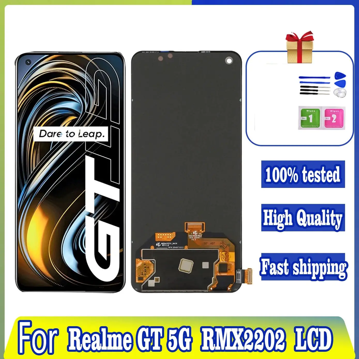 OPPO Realme GT 5G 스크린 디스플레이용 LCD, RMX2202 터치 패널 센서, Realme GT 5G 어셈블리 디지타이저 교체 부품