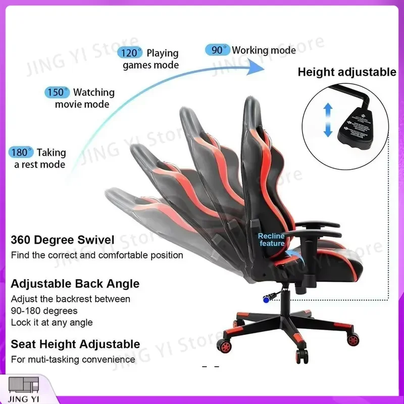 Ergonomic Racing Gaming Chair with Massage Function Reclining Leather Office Chair Heavy Duty 150 kg Load Capacity