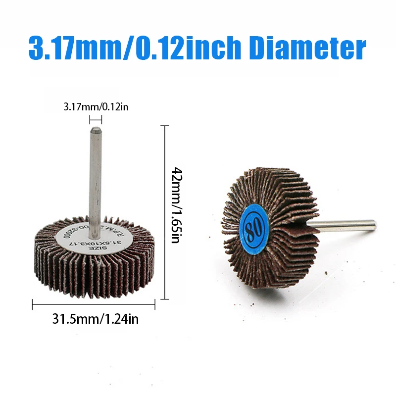 5/10pcs Louver 80 Grit Grinding Sanding Sandpaper Flap Wheel Discs 3.0mm Shank Shutter Polishing Wheel For Dremel Rotary Tools