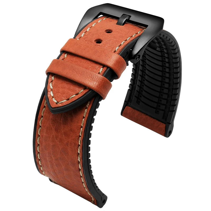 For Panerai 441 Omega TAG Heuer HAWEI Maurice Lacroix rubber Tissot Le Locle men 20mm 22mm 24mm universal Italian leather strap
