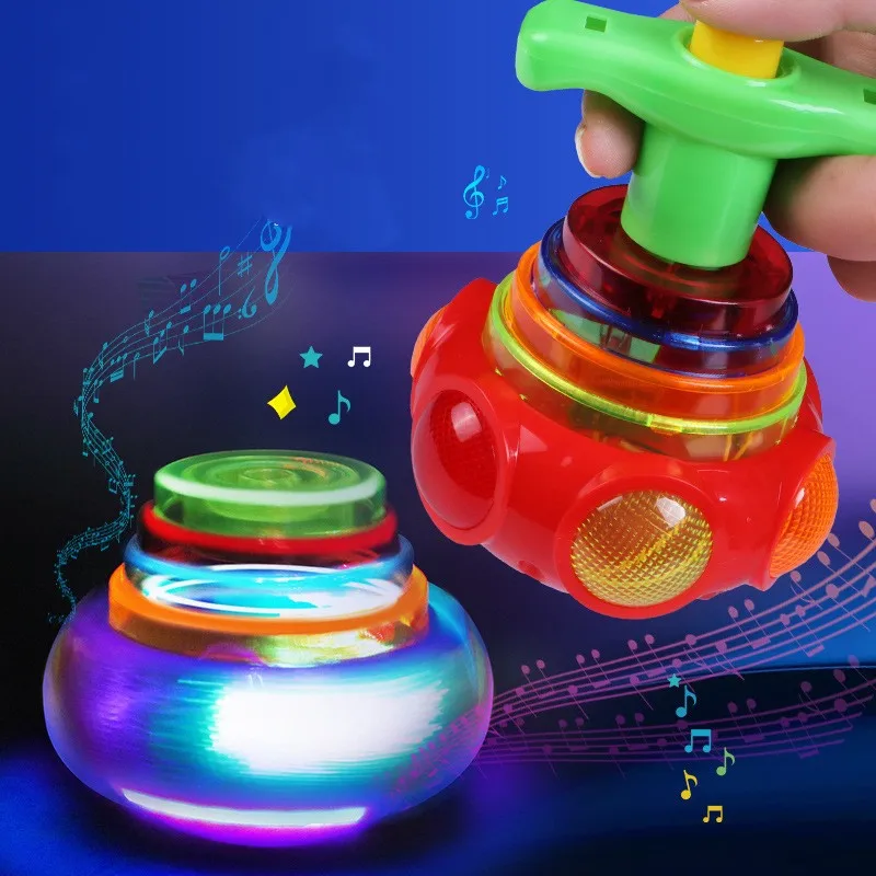 9cm Gyroscope Children Toys Music Luminous Magic Rotating Launch Cartoon Colorful Flash