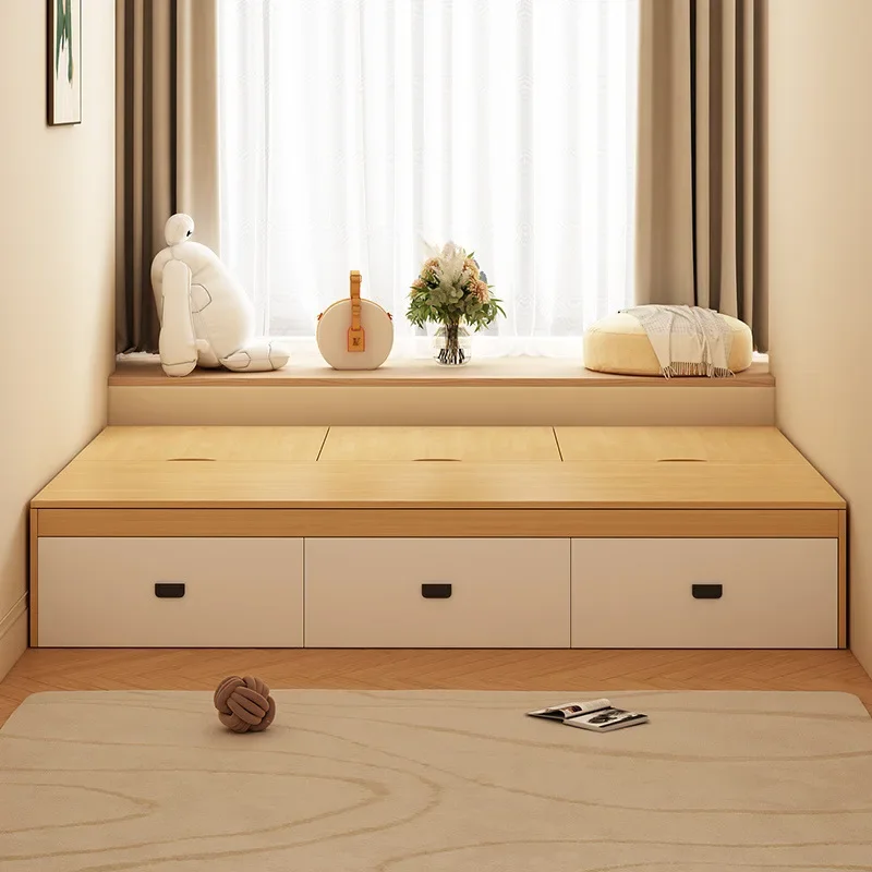 خشب متين، سرير تاتامي، صندوق مرتفع، تخزين، لوحة مزدوجة #6