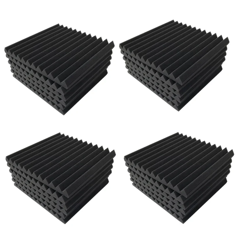 12/24PCS 30x30x2.5cm Studio Acoustic Foam Panels Wedges Fire Resistant Sound Proofing Sponge Sound Absorption Wall Tiles