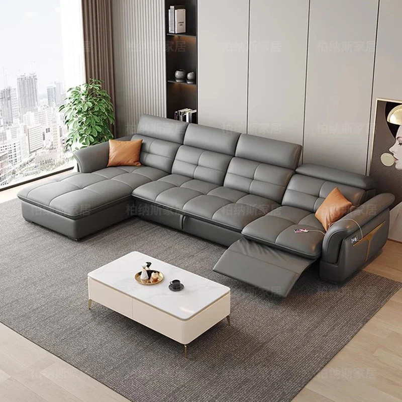 Nordic Leather Electric Sofa Bed Modern Simple Design Living Room Sofas Sectional Chaise Lounge Home Furniture Divano Letto FYRS