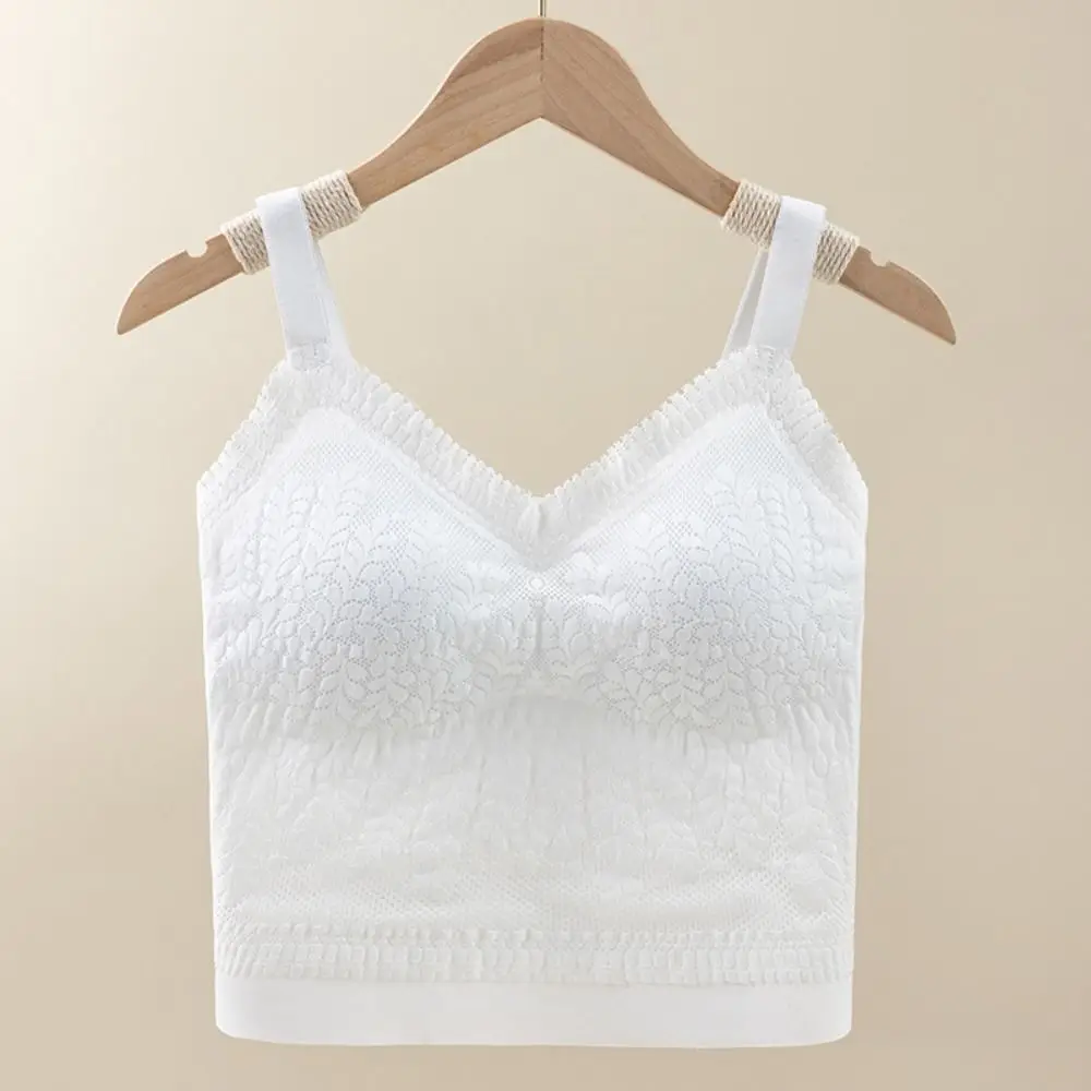 Reggiseno a foglia con imbottiture Canotta in pizzo Canotta Canotta tinta unita estiva con scollo a V Canotta sottile Reggiseno petto avvolto All-match