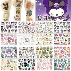 Sanrio kuromi olá kitty gato tatuagem adesivo mymelody tatuagens cinnamoroll adesivos cosplay decoração temporária à prova dwaterproof água arte tatuagem