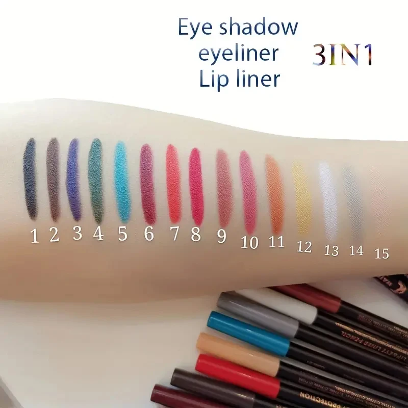 15 Colors Eyeliner Pencil , Multipurpose For Lip Liner Eyelid Eyeshadow Pencil, Waterproof Smudge Proof Pearly Eyeliner Gel Pen