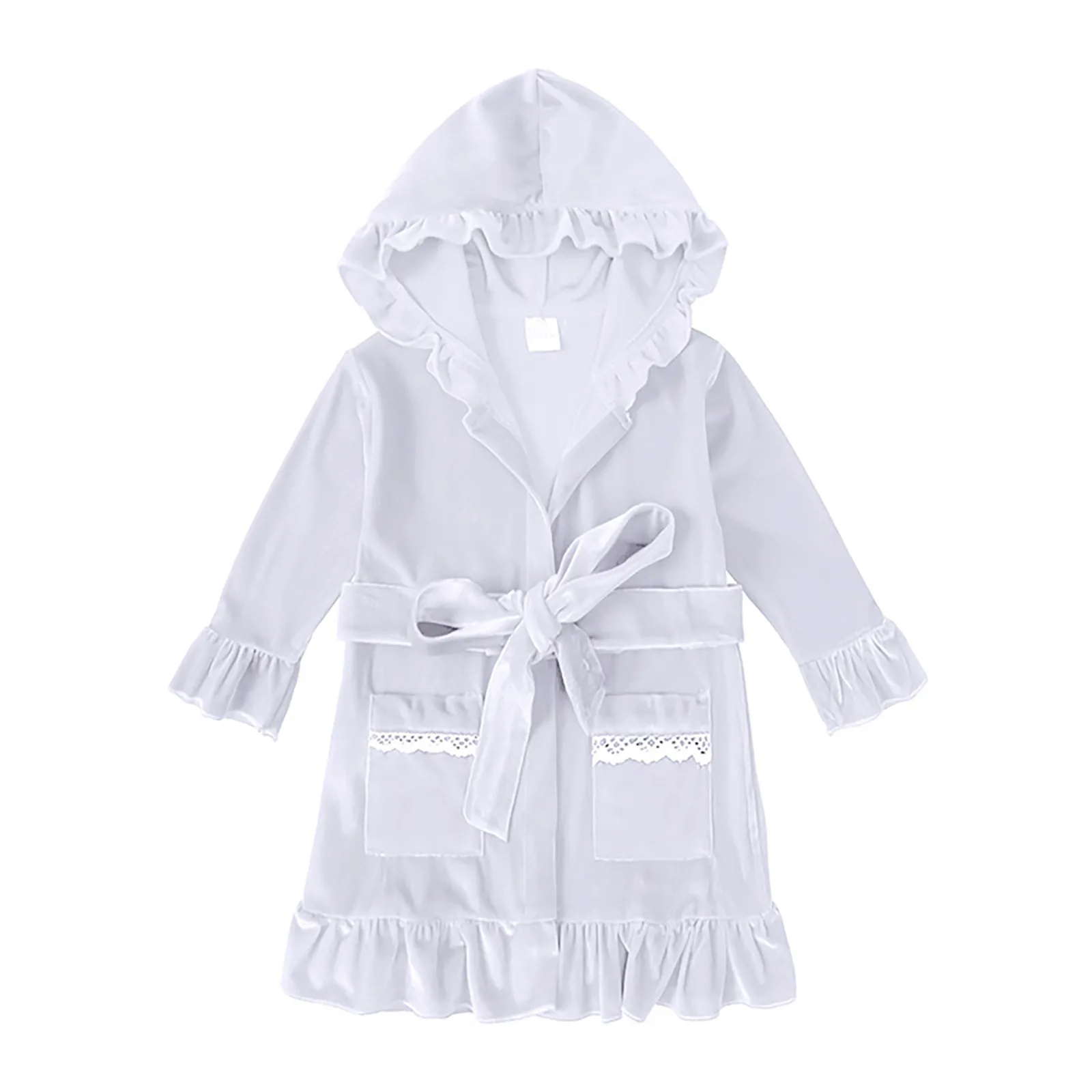 2023 Kids Christmas Robe Pyjamas Hooded Towel Robe Velvet Bathrobe Boys Girls Home Wear Costume Toddler Winter Sleepwear Pajamas