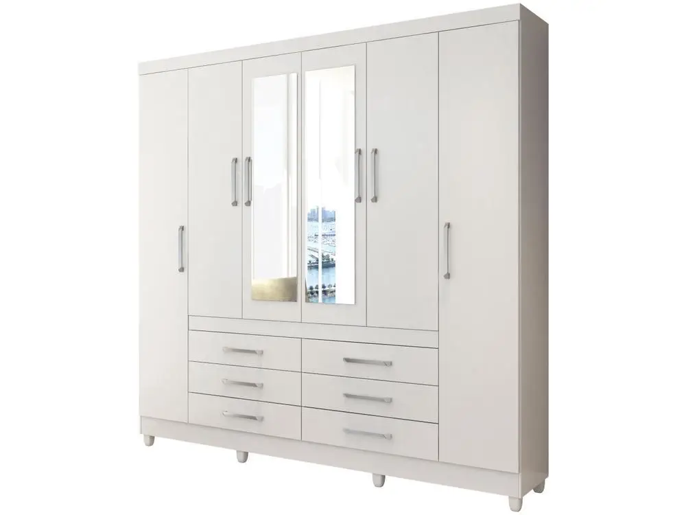 Kleiderschrankpaar mit Spiegel 6-türig