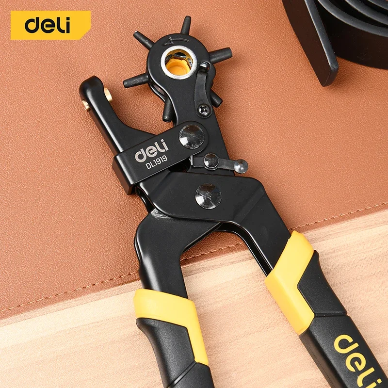 

Deli 9"Belt Punch Pliers Professional Hole Punch Plier Set Eyelet Puncher Revolve Sewing Machine Bag Tool Hand Tools