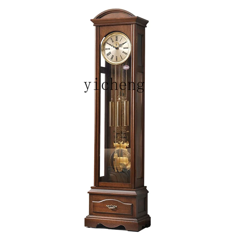 

Zz new Chinese floor clock living room Chinese retro large seat clock mechanical pendulum clock modern and simple