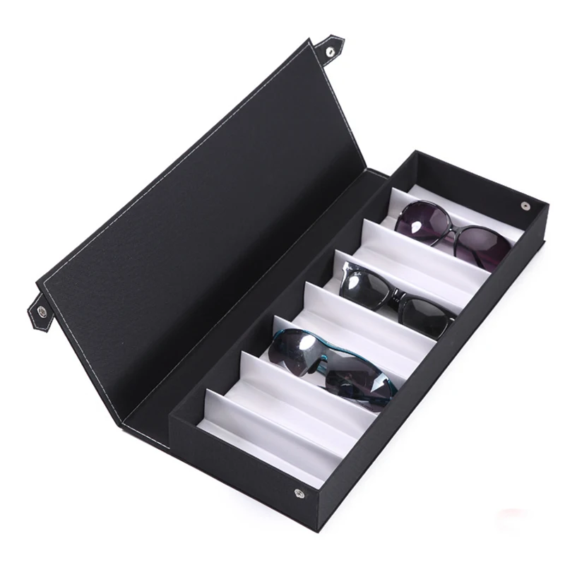 High Quality Glasses Case 8 Slot Grids Eyeglass Sunglasses Glasses Storage Display Grid Stand Case Box Holder Glasses Organizer