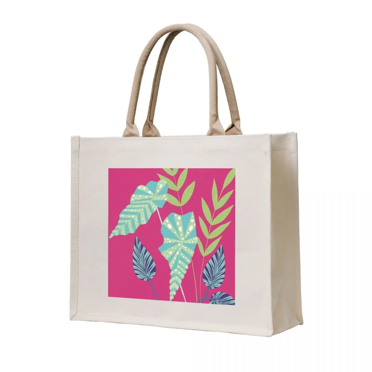 

Vibrant Tropical Leaf Art on Pink Tote Bag Gift bag Custom bag tote woman free delivery bags