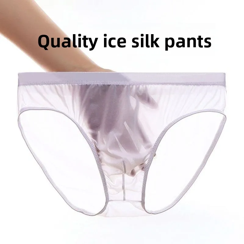 

Icy Silk Men Underwear Ultra Thin Sexy Triangle Boxers Summer Single Layer Breathable Plus Size Zodiac Year Shorts