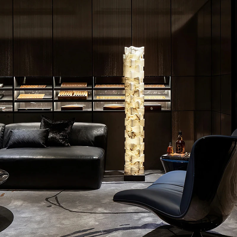 

Designer Modern Light Luxury Marble Floor Lamp Living Room Bedroom Study Villa Exhibition Hall Sofa Side Decoration Ornament