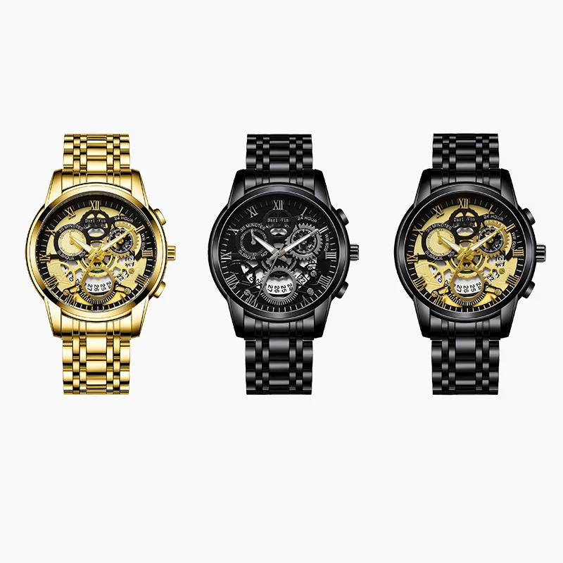 UTHAI BK140 Modieuze Man horloge waterdicht kalender nachtlampje stalen strip herenhorloge sport klok cadeau horloges voor man