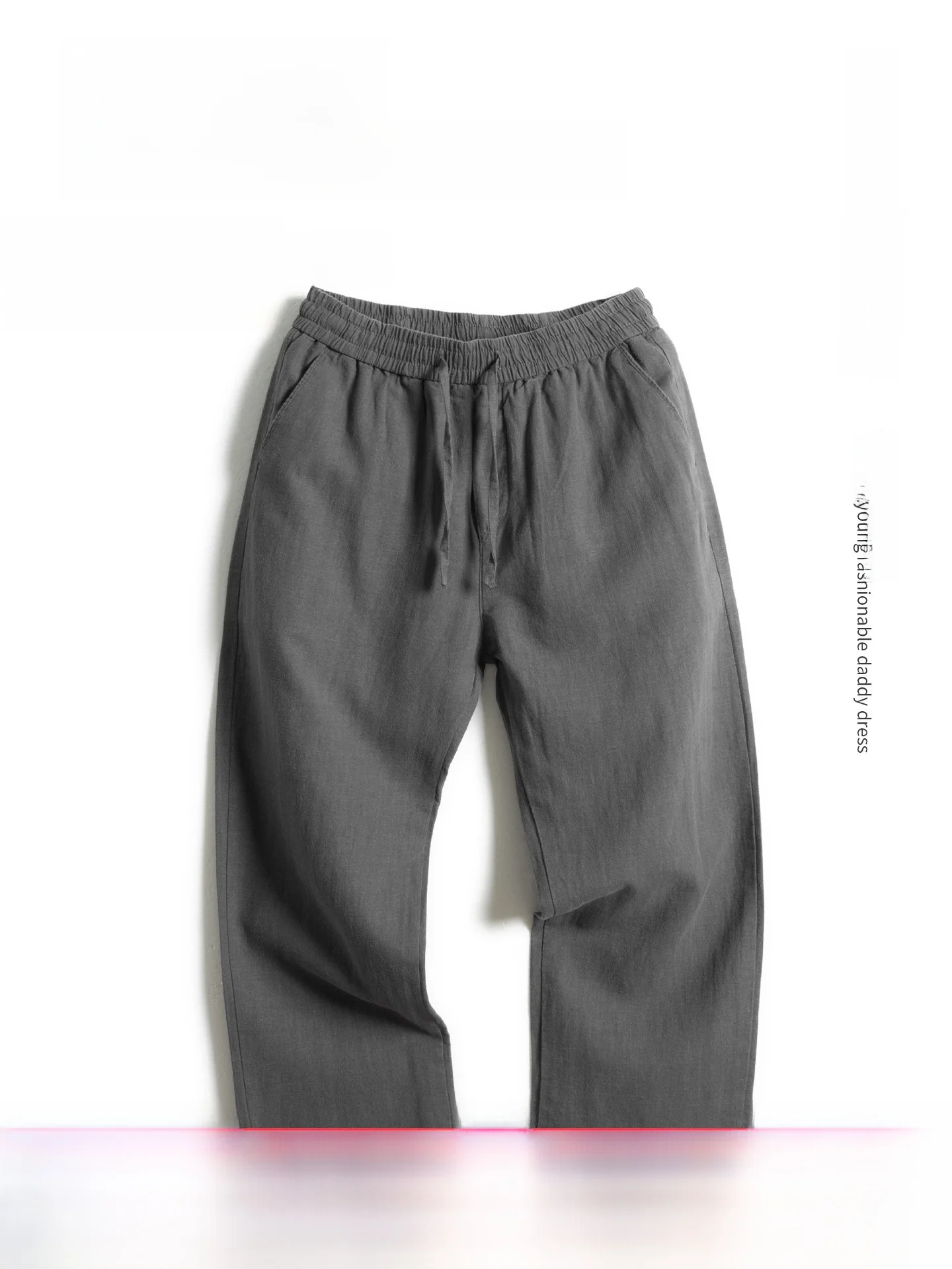 

Loose Cotton Linen Men's Casual Pants Elastic Waist Straight Leg Summer Faion Urban Breathable Comfortable Dad Jeans