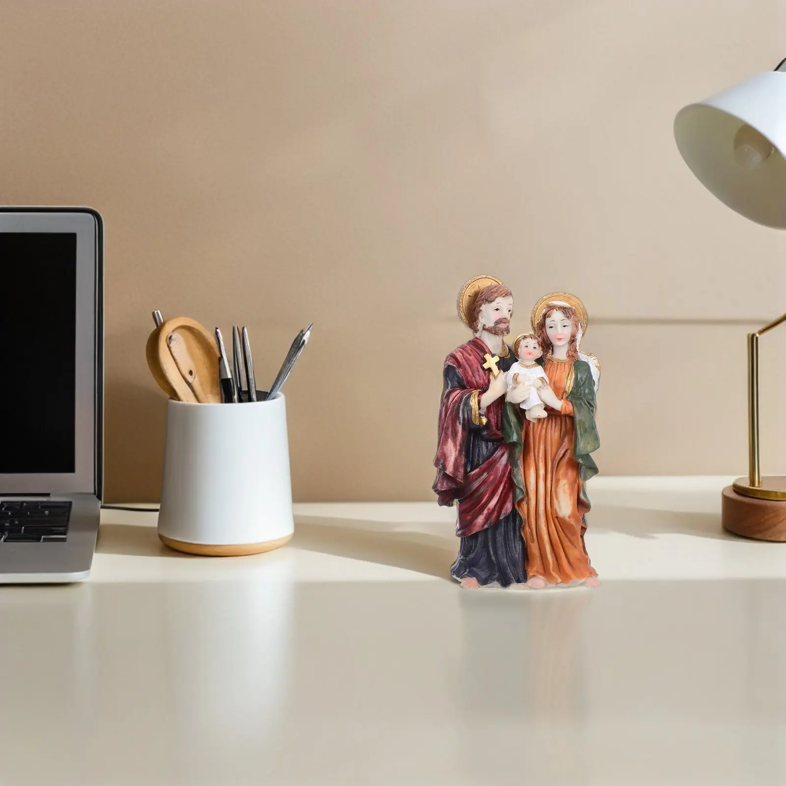 Jesus Holy Father Virgin Mary Resin Religious Nativity Sculpture Christmas Table Display Catholic Home Decor Spiritual Family
