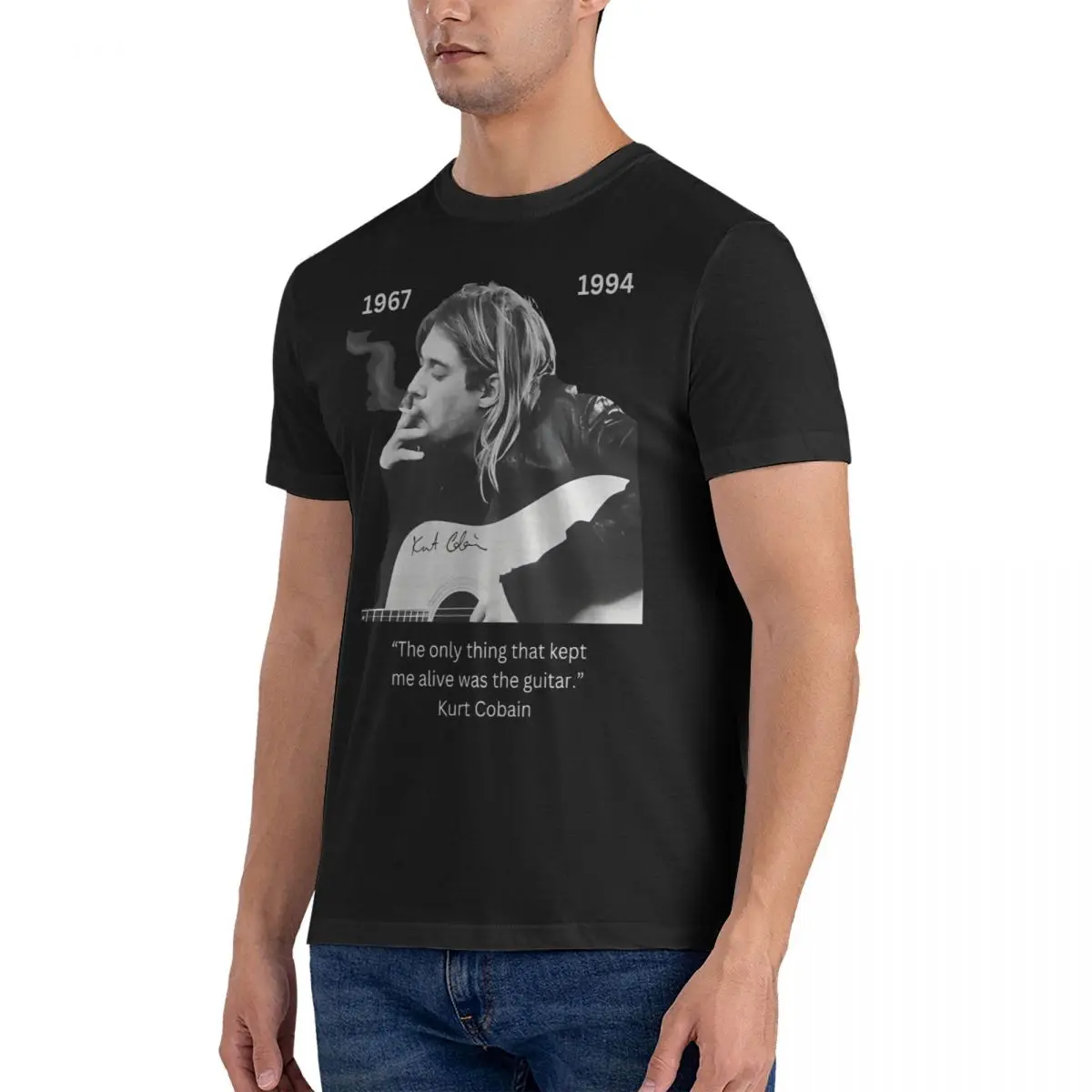 Men's T Shirts Kurt-Cobain Vintage Tee Shirt Short Sleeve Round Neck T-Shirt 100% Cotton Gift official-website tops fugees