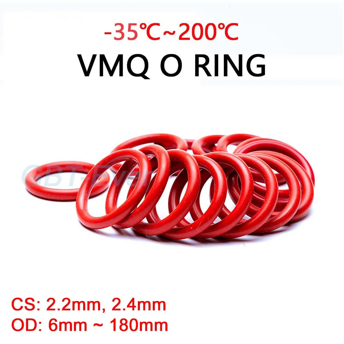 

VMQ Red Silicone O-Ring Gasket CS 2.2mm/2.4mm OD 6mm~180mm Silicon O Ring Washer Food Grade Sealing Ring Waterproof & Insulated