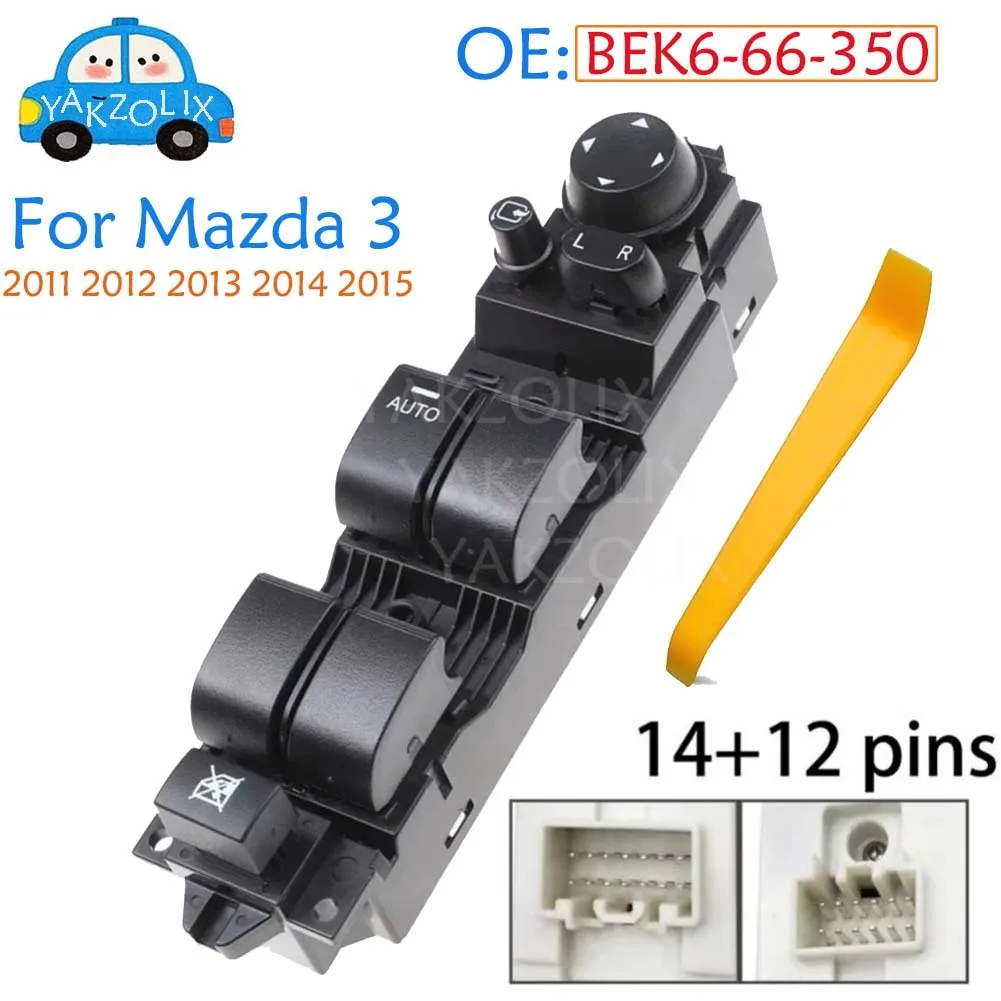 For Mazda 3 2011 2012 2013 2014 2015 Front Left Master Driver Side Window Door Power Switch Button Parts With AUTO BEK6-66-350