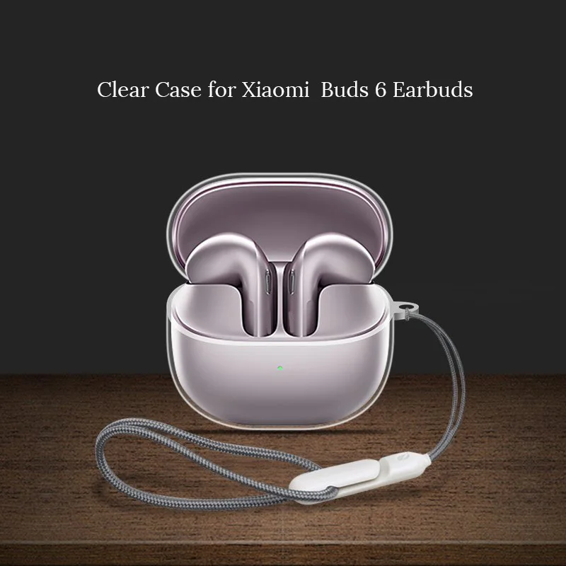 Transparent Case for Xiaomi Buds6 Wireless Earbuds Shockproof Clear Soft Protective Cover Accessories Earphones with Strap