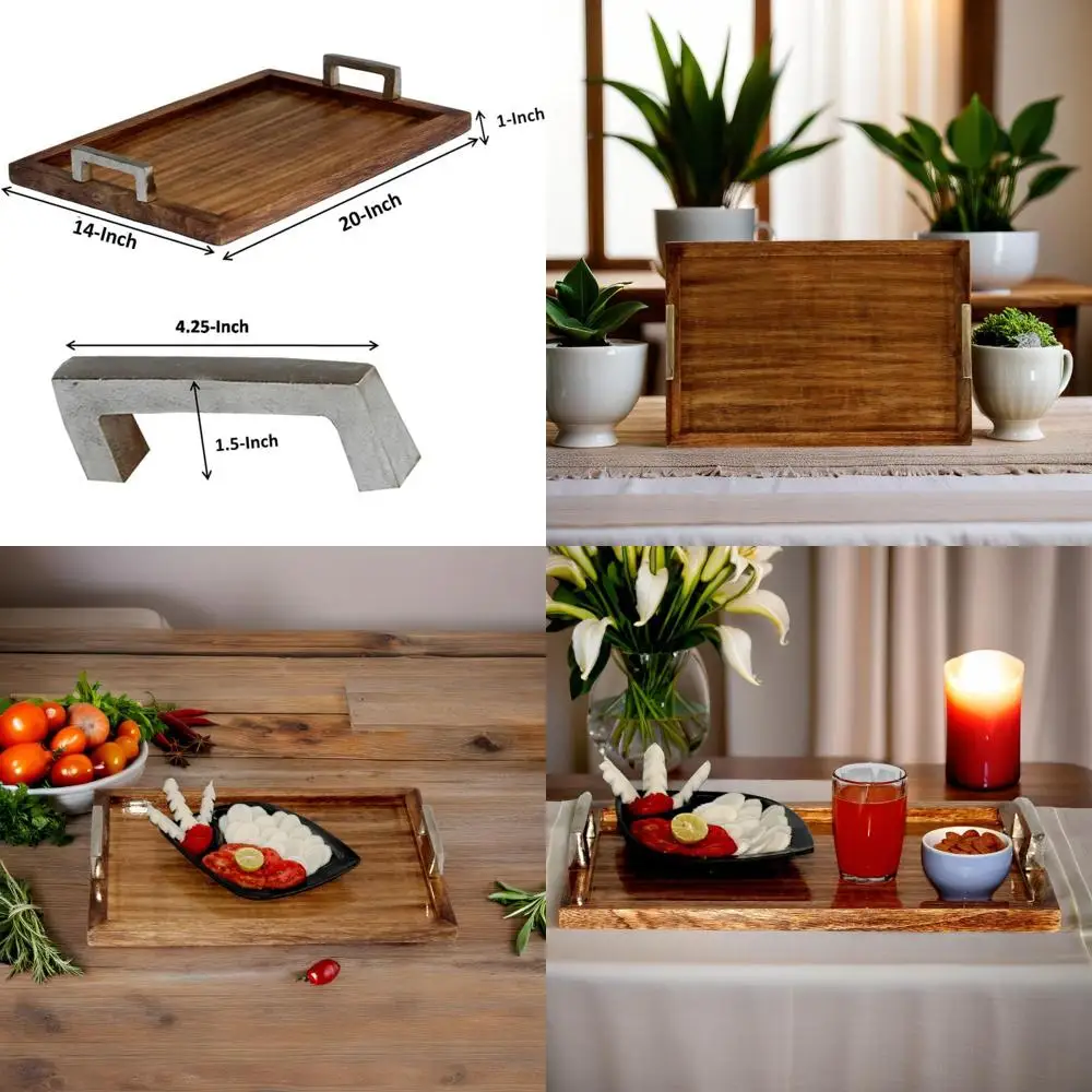 

Elegant Wooden Serving Tray for Medium to Large Parties, Home Decor, and Breakfast (20 x 14)