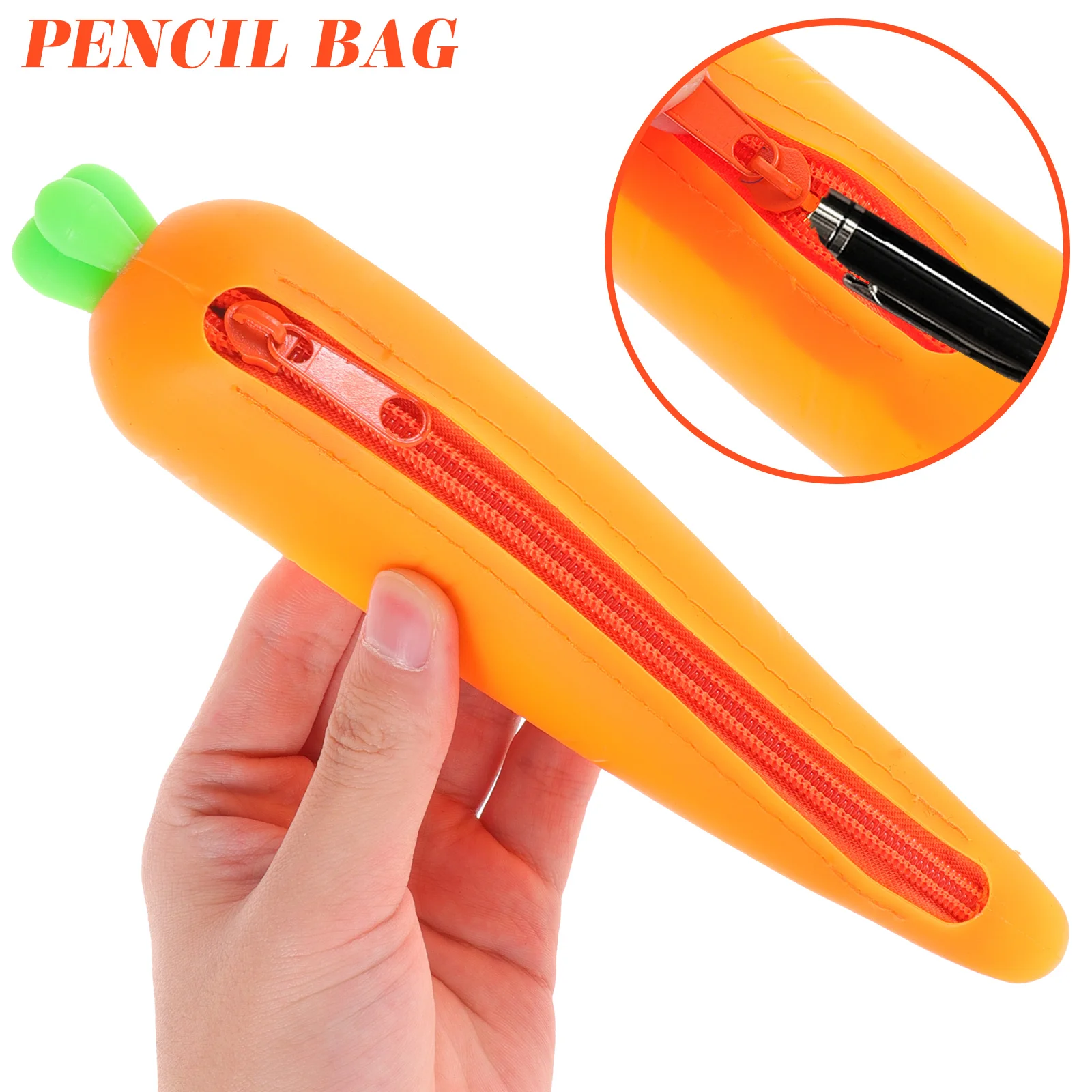 

1pc Silicone Carrot Bag Creative Adorable Stationery Storage Case For School Students Supplies Organization Lightweight
