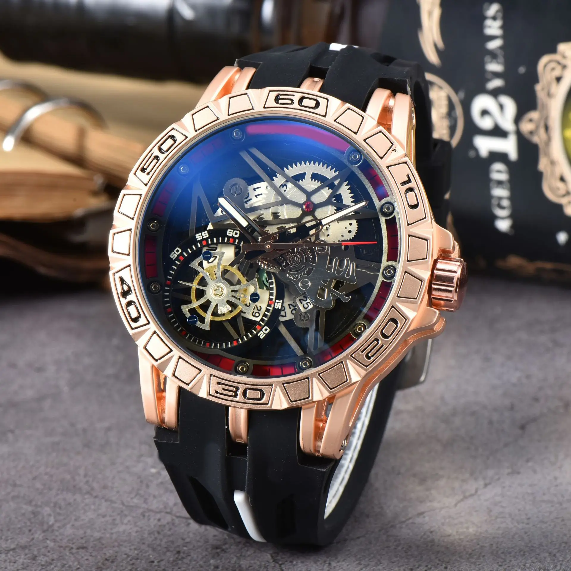 YFY simple non-mechanical watch round large dial hollow personalized watch engraved quartz watch