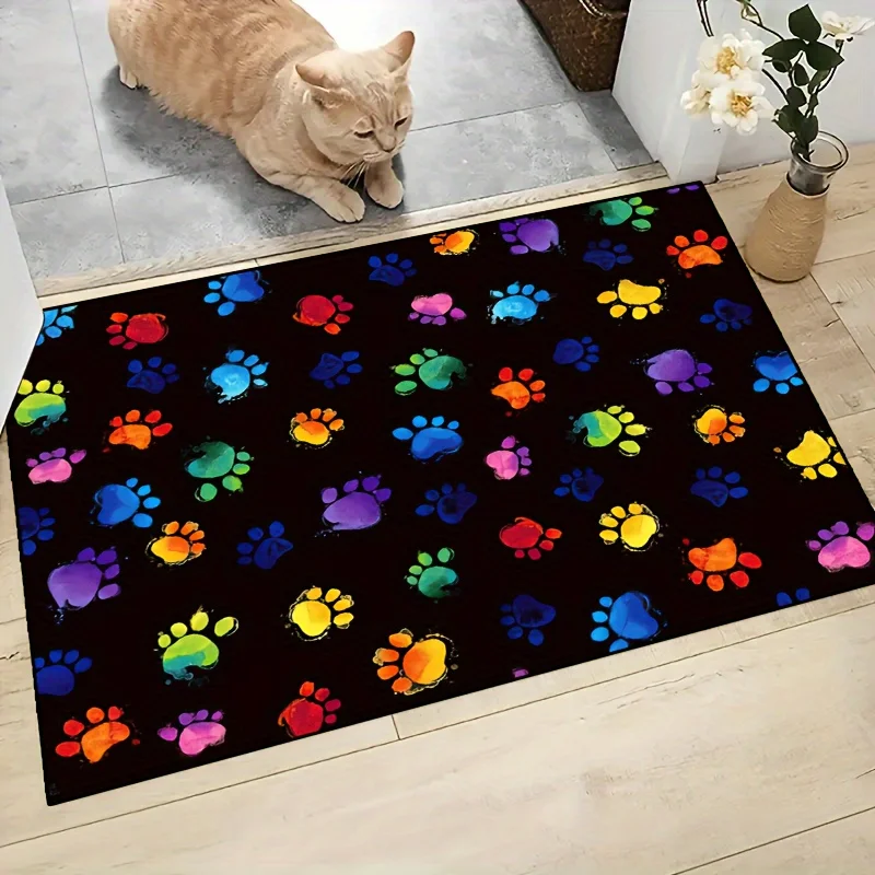 1Pc Paw Pattern Door Mats Non-slip Area Rug Home Floor Mat Washable Carpet For Entrance Kitchen Living Room Laundry Bathroom