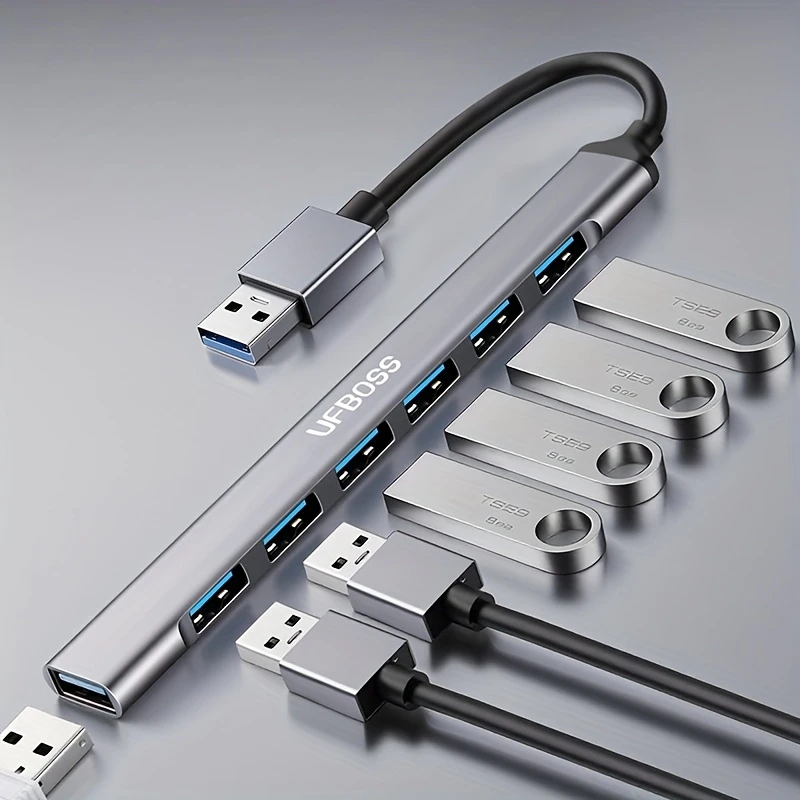 7-Port USB Hub, High-Speed USB 3.0 Data Splitter Compatible with Laptops/Desktops/MacBooks, Plug-and-Play Multi-Port USB Extende