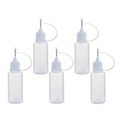5 Pcs Plastic Squeezable Tip Applicator Bottle,Dropper Bottles with Needle Tip Caps for Eye Glue Liquid 5/10/20/30/50/100ml
