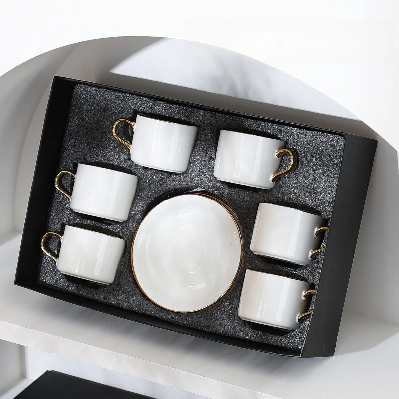 Afternoon tea with gifts, water cup set, cross-border 6 cups and 6 saucers, high-end gift box set, coffee cup.