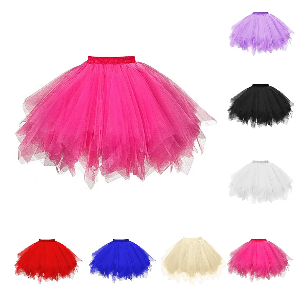 Multi Color Women Tutus Skirt Classic Pleated Dance Wear Tulle Skirts Female Lolita Petticoat Party Puffy Skirts Ballet Skirts