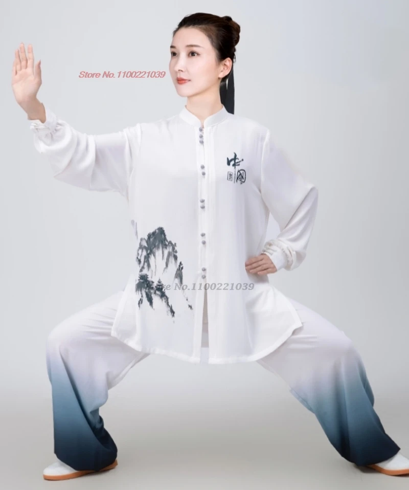 

2024 chinese tai chi uniform martial arts uniform chinese traditional kung fu wushu suit morning sportswear training exercise