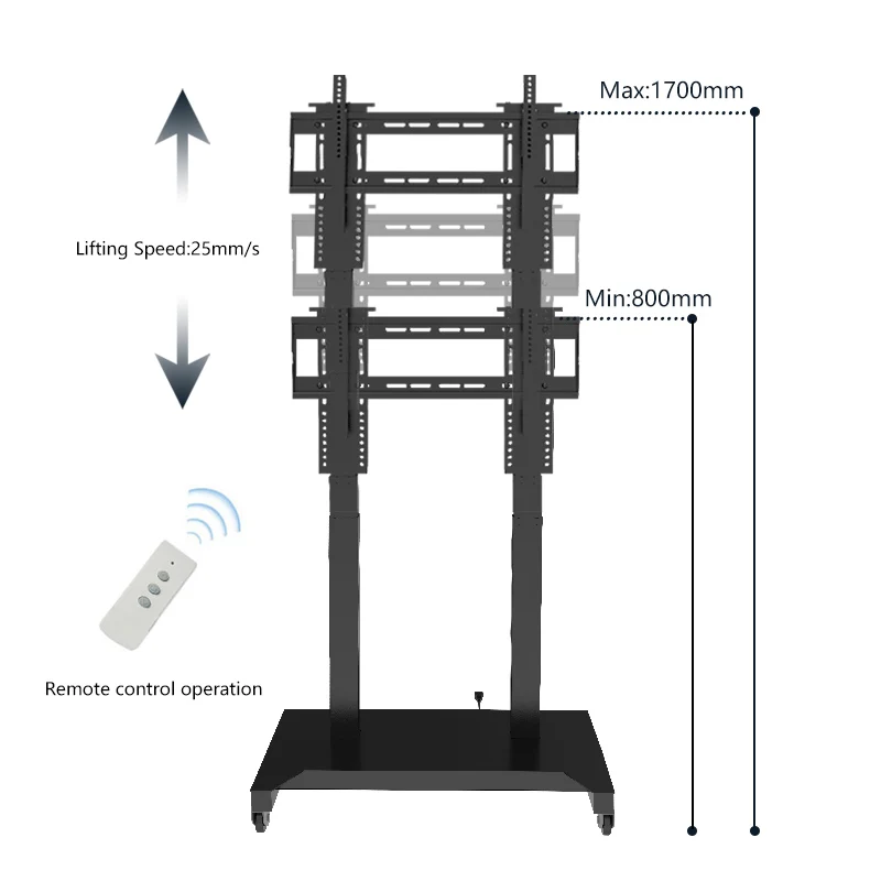 Carrello TV mobile elettrico regolabile in altezza Supporto da pavimento con touch screen a LED
