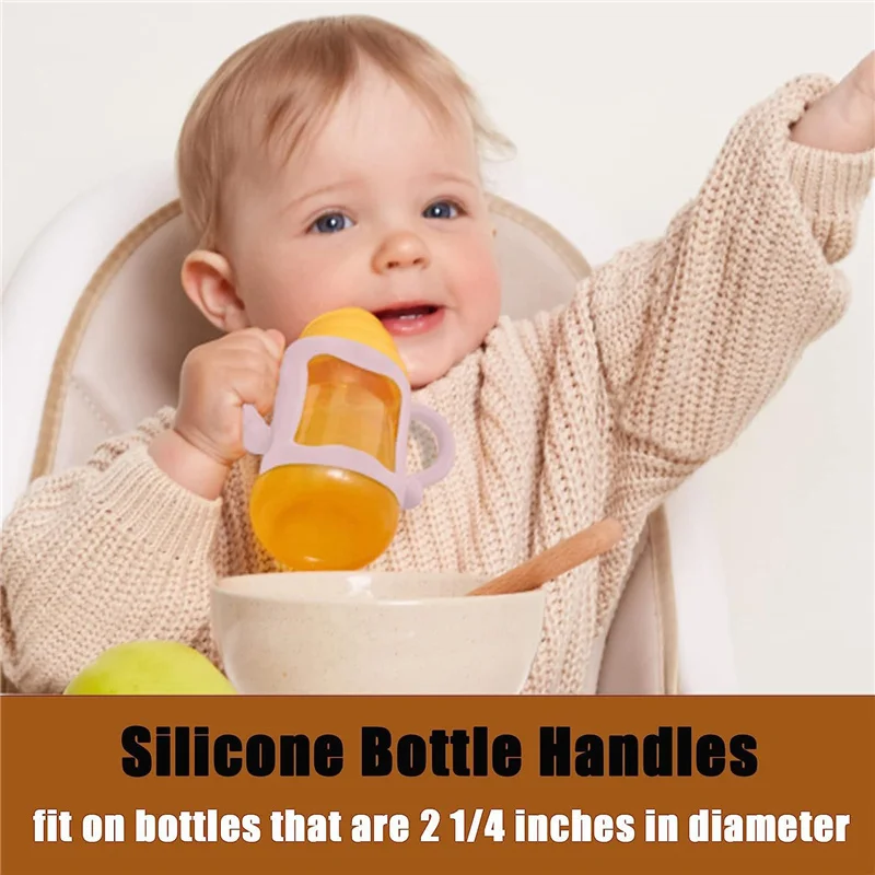 Baby Bottle Handles Safety Silicone Baby Nursing Bottles Handles for Hegen Bottle and Other Dia 6-7cm Wide-Neck Bottle